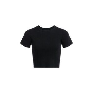 Nuuds Ribbed Black Sweater Baby Tee Size Large